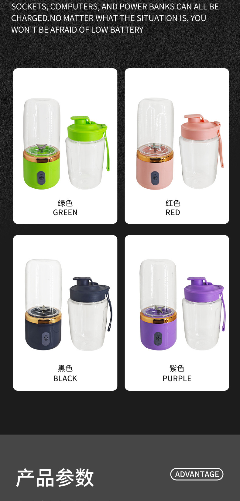 Rechargeable portable mini juicer cup, multifunctional