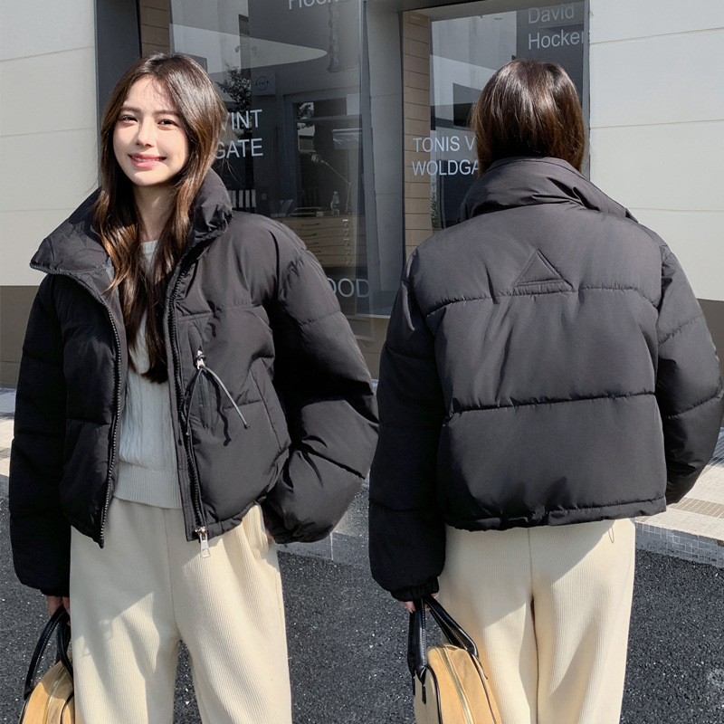 Capa de algodón de pluma corta de invierno de mujeres inins coreano engrosado vestido de pan de diseño sensación de nicho abrigo de algodón de moda
