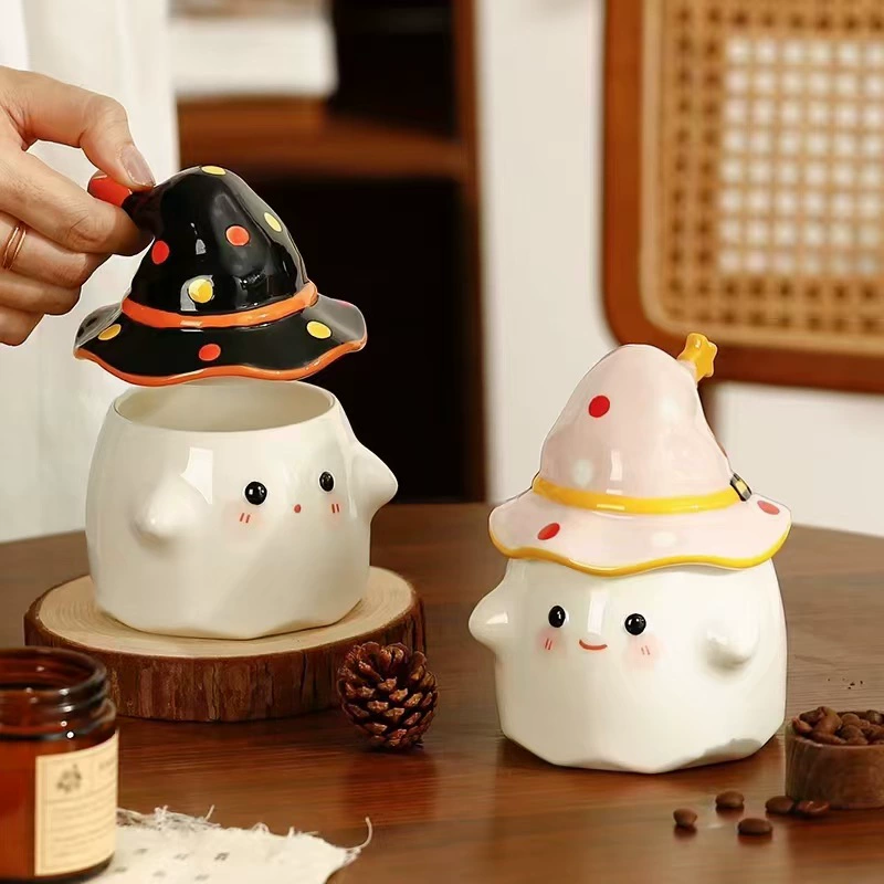 Creative Magic Party Ceramic Mug Cute Cartoon Drinking Cup with Lid Personalized Coffee Cup Office Cup