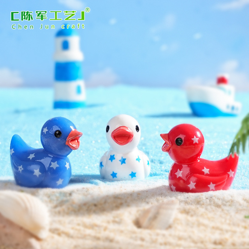Foreign Trade New Micro Landscape Creative Flag Star Cartoon Little Duck DIY Decorations Mini Resin Ornaments