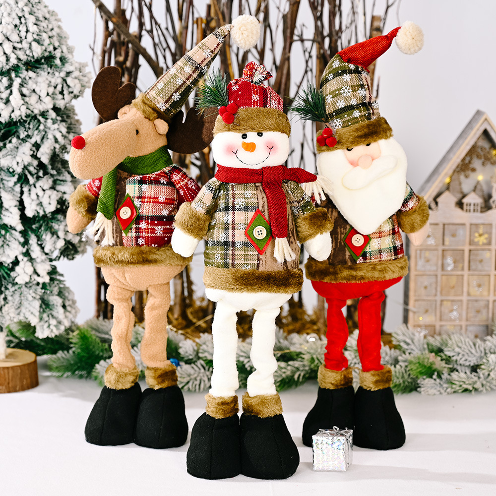 Muñeco navideño retráctil – Santa Claus y muñeco de nieve – Decoración para tiendas y hogares