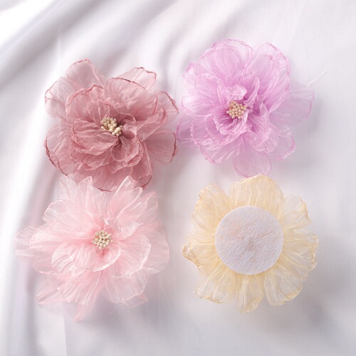 9cm Simulated Flower Thread Embroidery Fabric Ruffled Fabric Edge Disc Flower Match Head Handmade Flower Petal Decor Flower Accessory Brooch