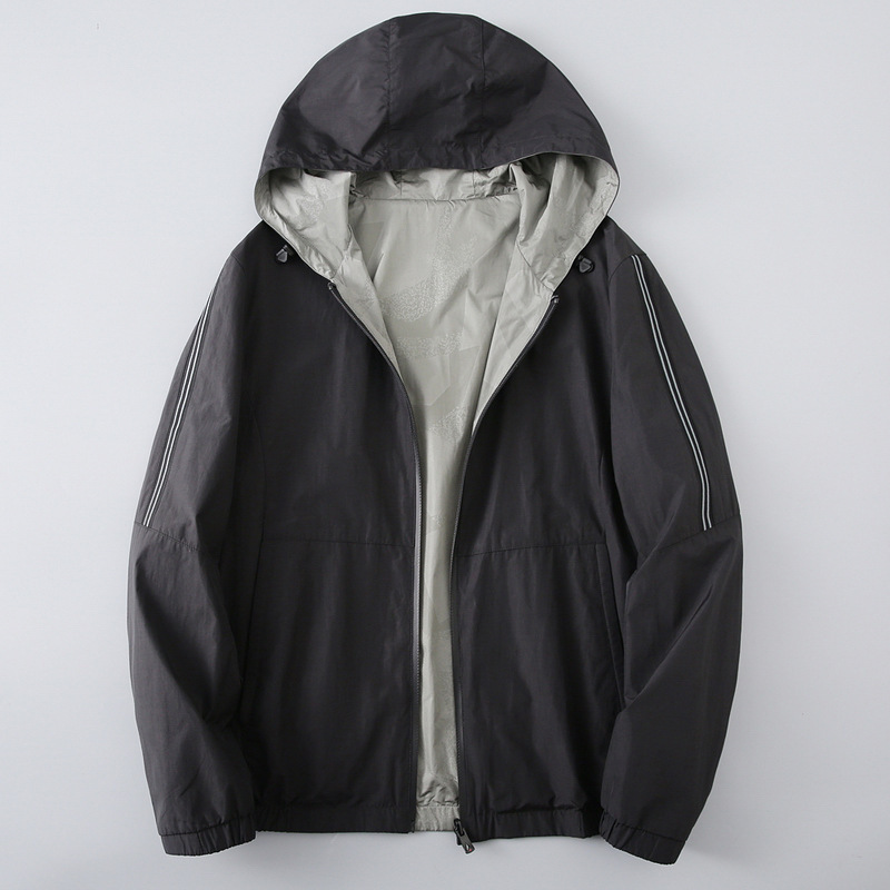 Hooded Double-sided Wear Men's Jacket Withdrawal Windproof Waterproof Casual Sports Jacket for Young Men Spring Thin 1R313 Hooded Double-sided Wear Men's Jacket Withdrawal Windproof Waterproof Casual Sports Jacket for Young Men Spring Thin 1R313