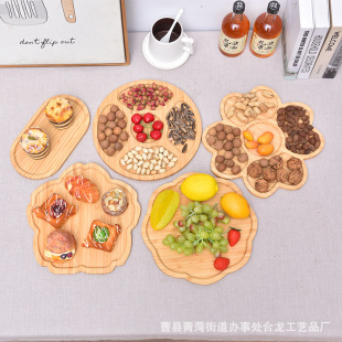 Spot bamboo wood dried fruit box desktop storage box whole wood Japanese refreshment snacks fruit tray can be printed LOGO