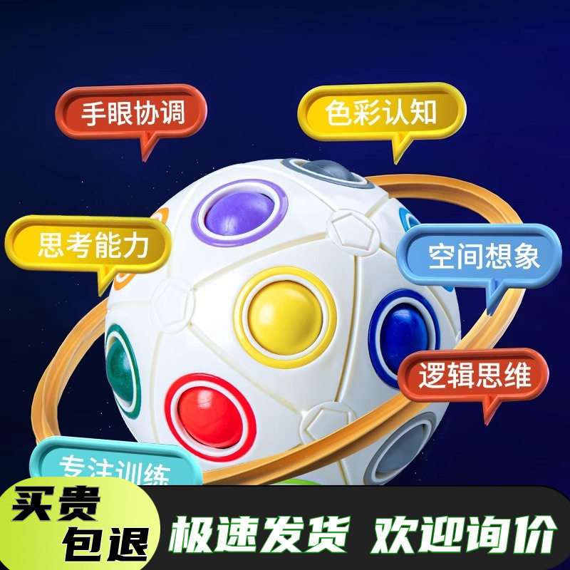 New Children's Finger Puzzle Decompression Rainbow Special-Shaped Ball Creative Rubik's Cube Toy Press Decompression Brain Early Education