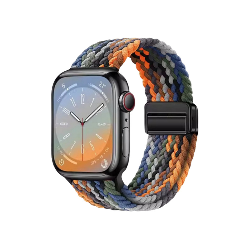 适用AppleWatch时尚四点磁吸扣尼龙编织回环苹果表带实用显质感|undefined