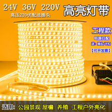 220v防水灯条超亮工程照明户外工地矿井双排白光低压24v36v灯带