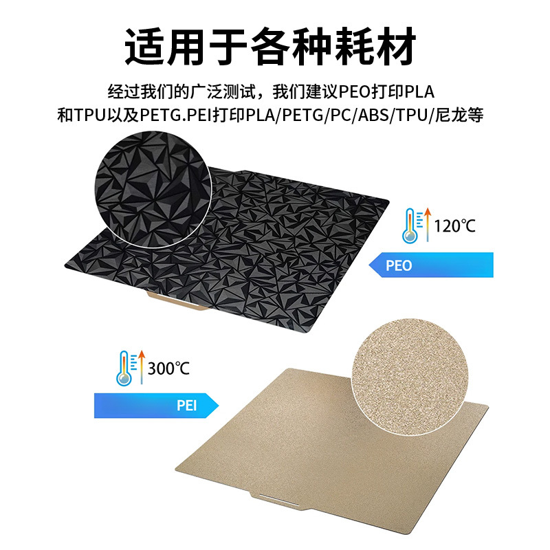 Accesorios de impresión 3D de placa PEI P1S impresora A13D de alta temperatura X1C placa de acero de resorte resistente a la absorción magnética de bambú