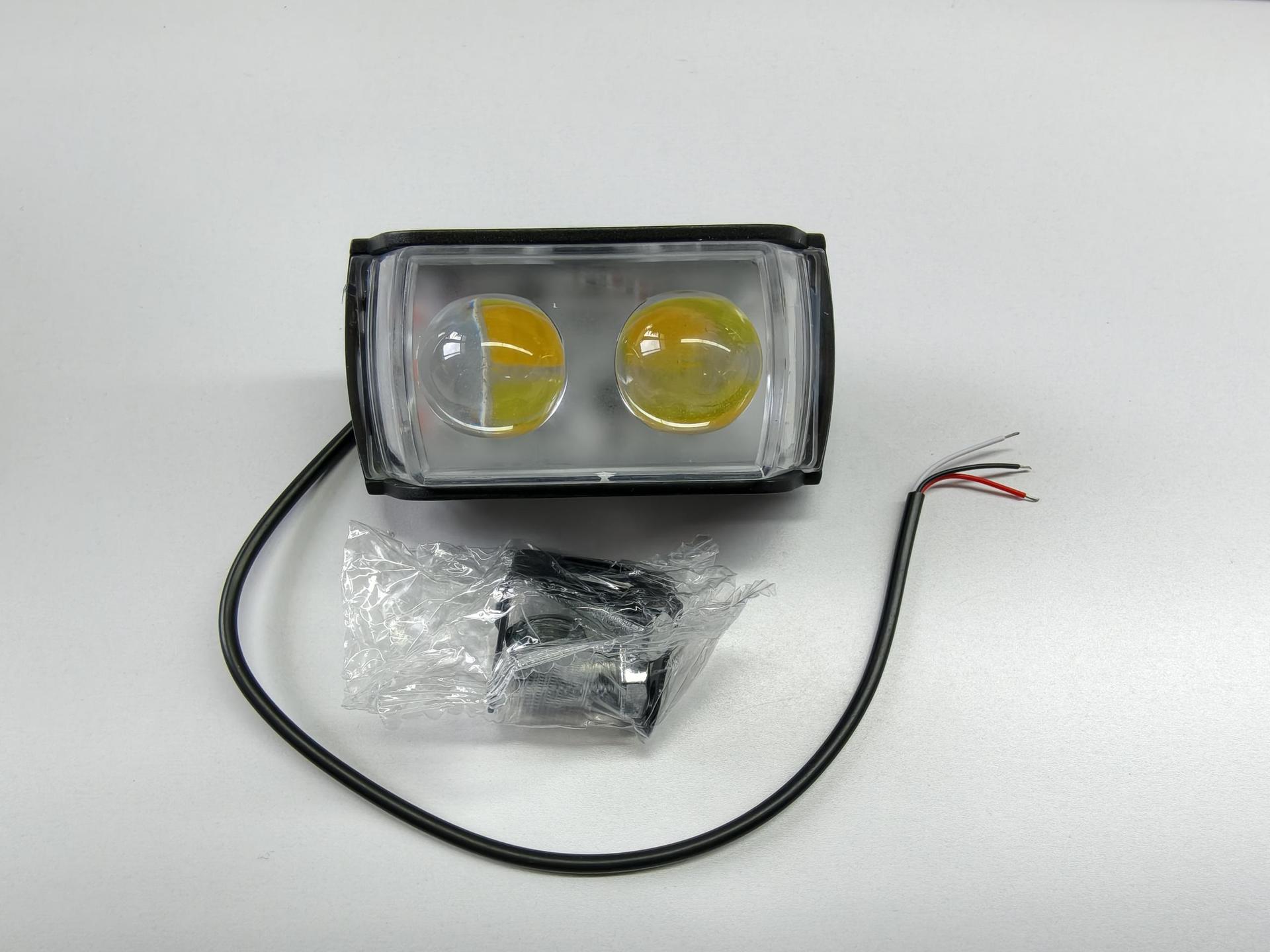Cross-Border Hot-Selling Motorcycle Headlight, Short Three-Sided Electric Vehicle Spotlight, Integrated High-Brightness Led Strobe Light for Both Near and Far Range