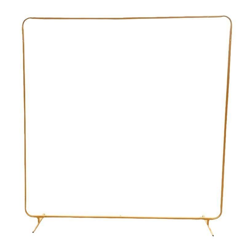 Accesorios de boda transfronterizos Soporte de arco de hierro forjado Fondo de escenario Marco de flores decorativo Arco de boda Marco de hierro cuadrado dorado