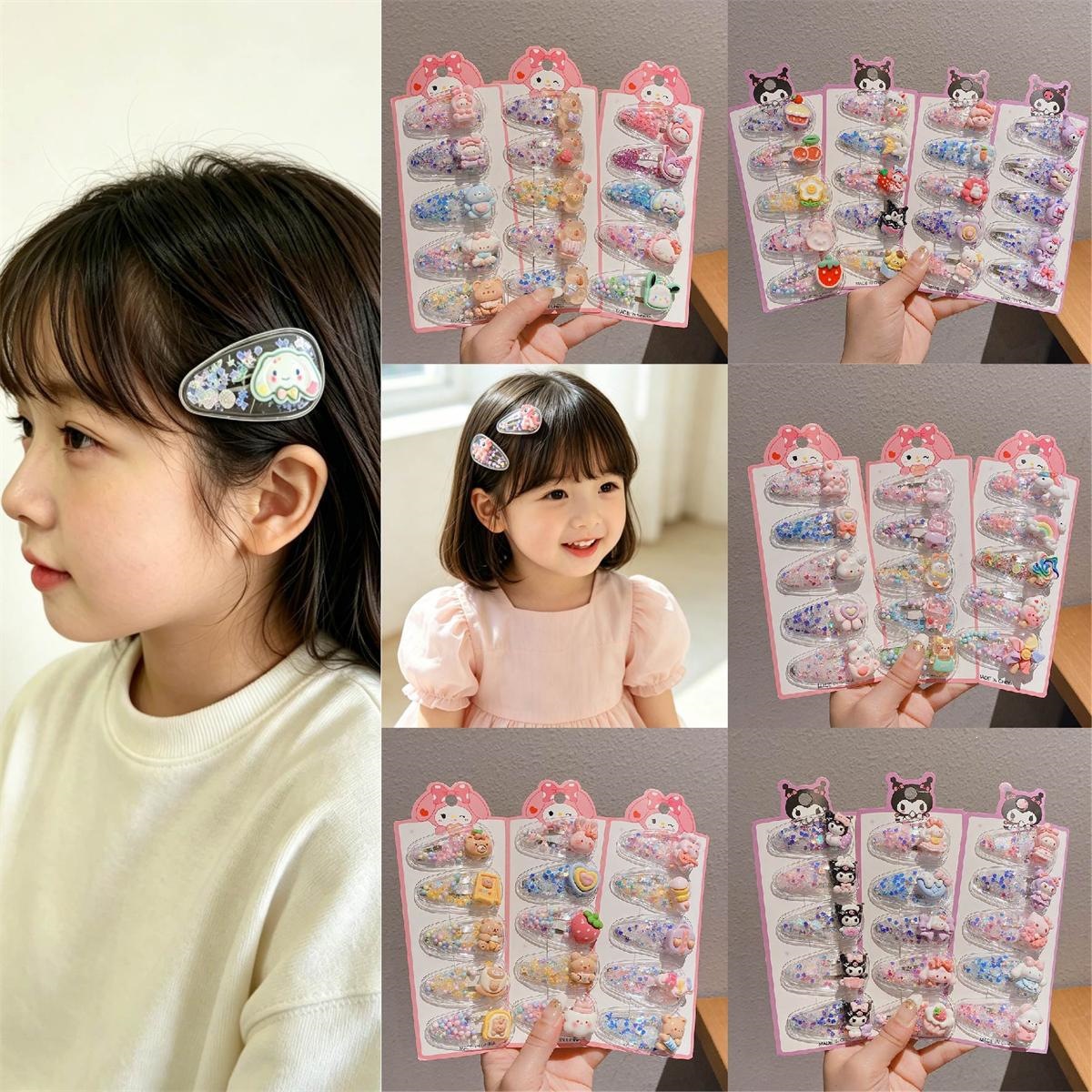 Nuevo clip de cabello para niños de arena flotante niñas dibujos animados BBQ mar roto clip de cabello niñas dulces pequeños clips para el cabello