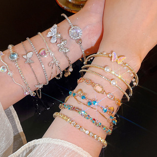 Light luxury niche high-end pearl bracelet for women Korean fashion style zircon love bracelet crystal bracelet