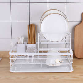 日式铁艺餐具收纳碗碟架水多功能厨房收纳置物架沥水碗架