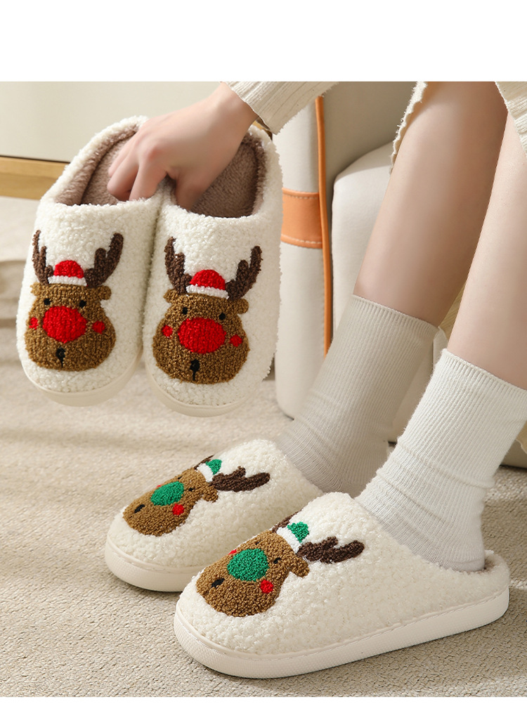 Unisex Casual Cartoon Elk Round Toe Cotton Slippers display picture 1