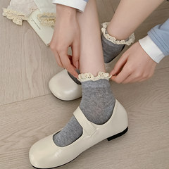 Spring and Summer Edge Lace Female Breathable Mesh Short Socks Thin Model JK Lolita Lace Ins Trendy Low-top Lolita
