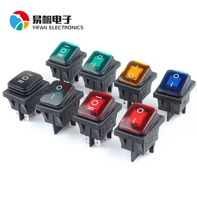 KCD4防水2档防尘翘板船型开关 大电流电焊机 清洗机带灯船型开关