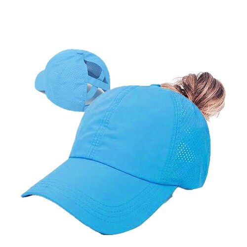 Women's quick-drying breathable cap, baseball cap with rear strap, cross-brim, ponytail hat, sports cap