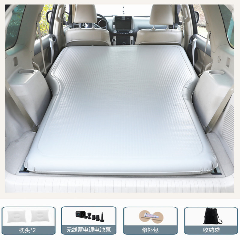 Seat Sleeping Pad | Qìchē Vehicle-mounted inflatable bed - light-khaki-air-spring-car-bed-black-battery-pump-2-pongee-inflatable-pillows