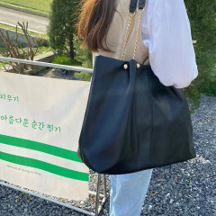 2024新款軟皮大容量托特包時尚高顏值女大學生上課手提單肩包