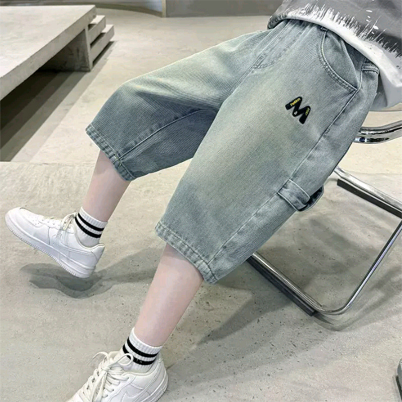 Children's Clothing Boys' Denim Shorts Summer Style 2026 New Children's Summer Wear Boys' Casual Cropped Pants Mid-Length Pants