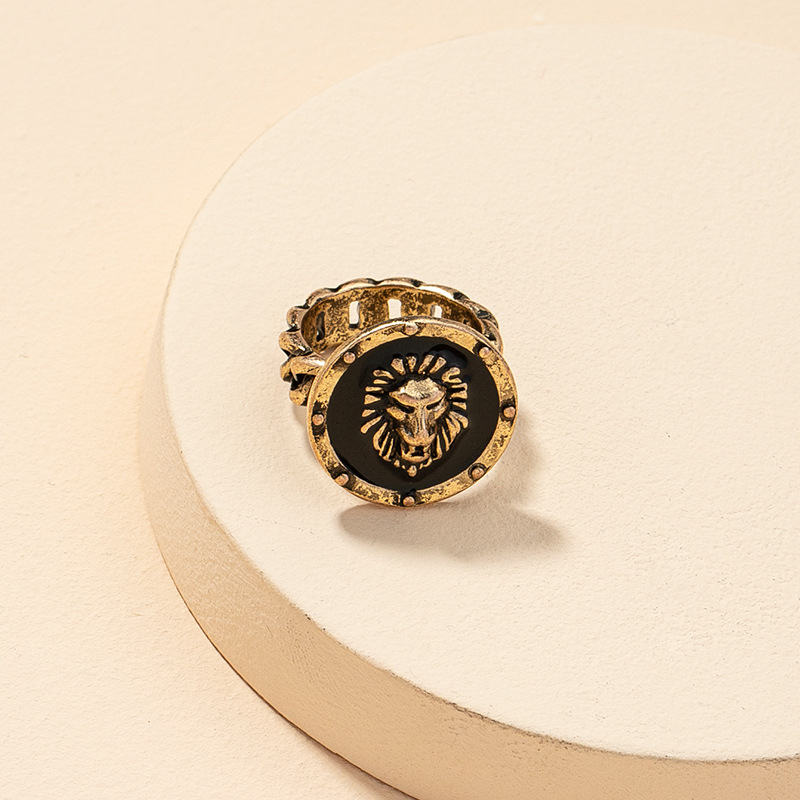 Fashion Simple Lion Head Retro Ring display picture 4
