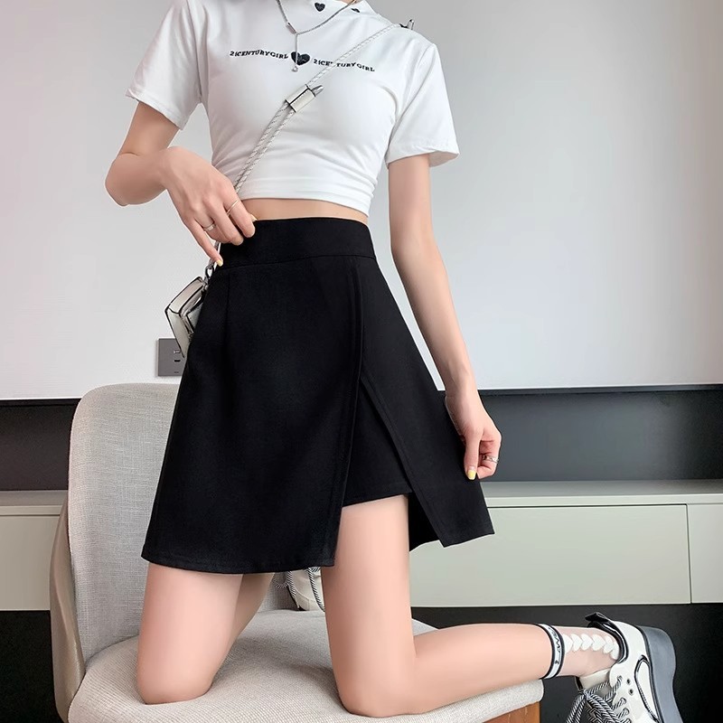 西装半身裙女春秋新款梨形身材包臀裙防走光裙裤高腰开叉a字短裙|undefined