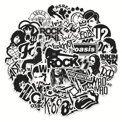 trolley case waterproof stickers, Body sticker - c50-179-black-and-white-rock-band-rock