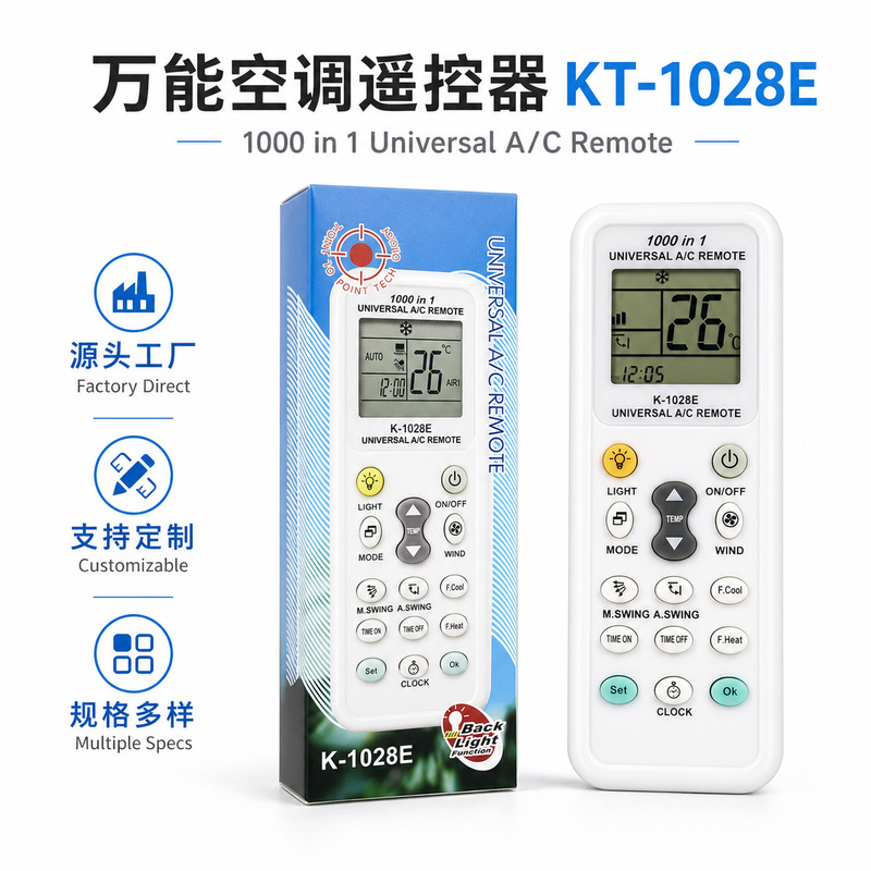 Foreign Trade Wholesale Universal Air Conditioner Remote Control Kt-1028E English Version Air Conditioner Remote Control Universal Remote Control