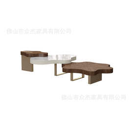 意式轻奢云朵茶几组合中古风设计师款家用小户型高级感客厅茶几