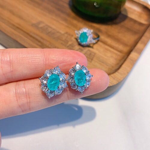 Wholesale European and American Fashion Retro Colorful Gemstone Version of Paraiba Parrot Bead Shape 8*10 Set