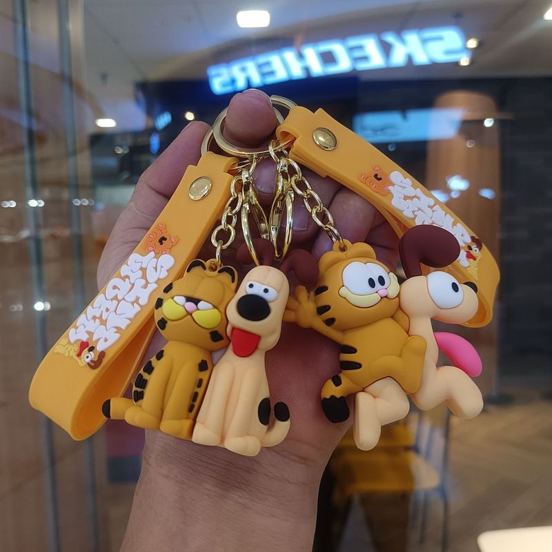 可爱卡通加菲猫钥匙链创意猫咪玩偶公仔挂饰情侣包包钥匙扣小挂件|undefined