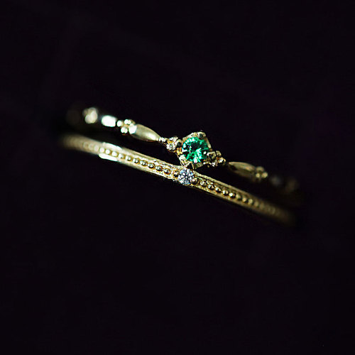 Ganjia S925 sterling silver double-layer emerald ring retro crown fashion personality niche opening adjustment ring trend