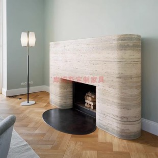 Natural Travertine Fireplace Trendy Villa Light Luxury Style Fireplace Italian Natural Marble Xiaohongshu Style