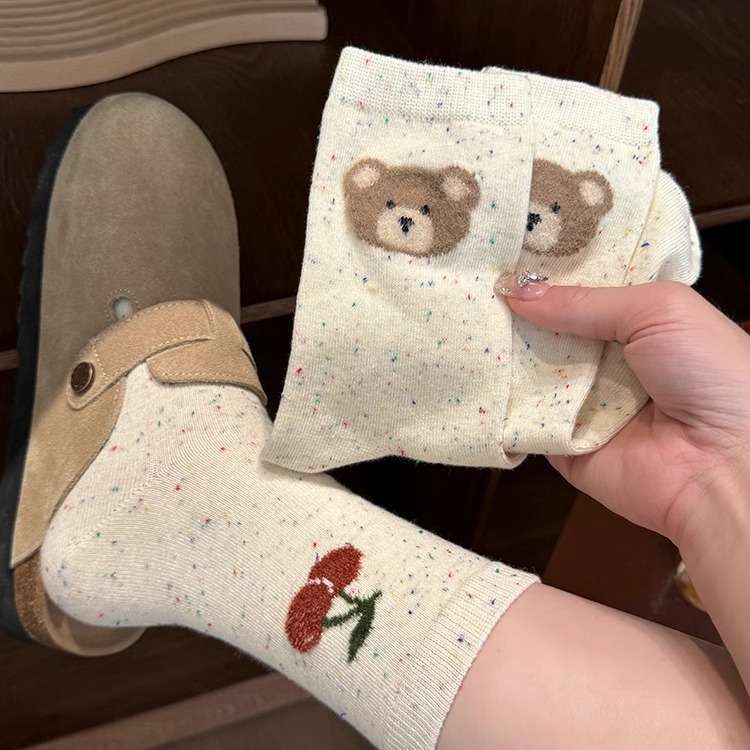 Adorable Children's Spring and Autumn Versatile Korean Version Cartoon Girl Socks, Instagram Trendy Japanese Style Cute Internet Celebrity Outerwear Bunchy Socks