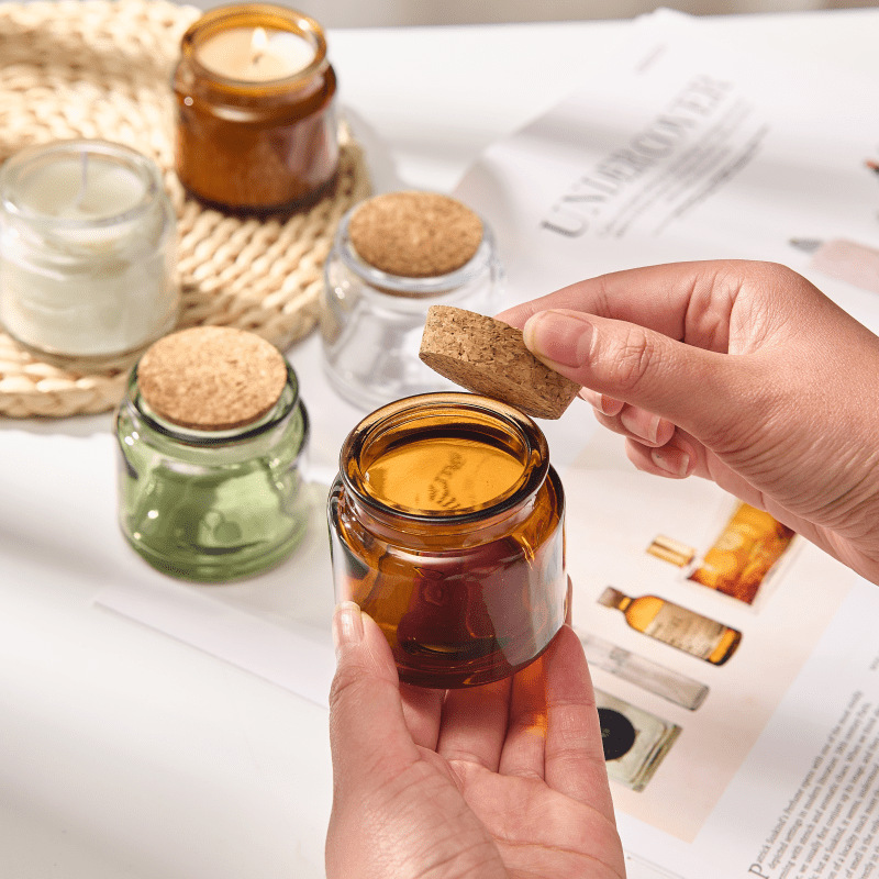 Taza de vela de vidrio de aromaterapia de colores Taza vacía Candelabro multicolor Tarro de vela Tarro vacío Taza de vela Candelabro de vidrio