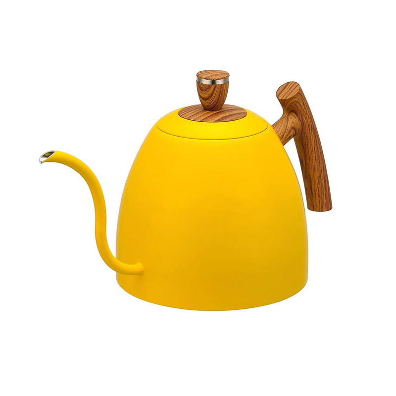 304 StainLess SteeL Hand Brewed Coffee Pot Swan Neck SLender Mouth Kung Fu Brewing Teapot Temperature DispLay Large Capacity 1L