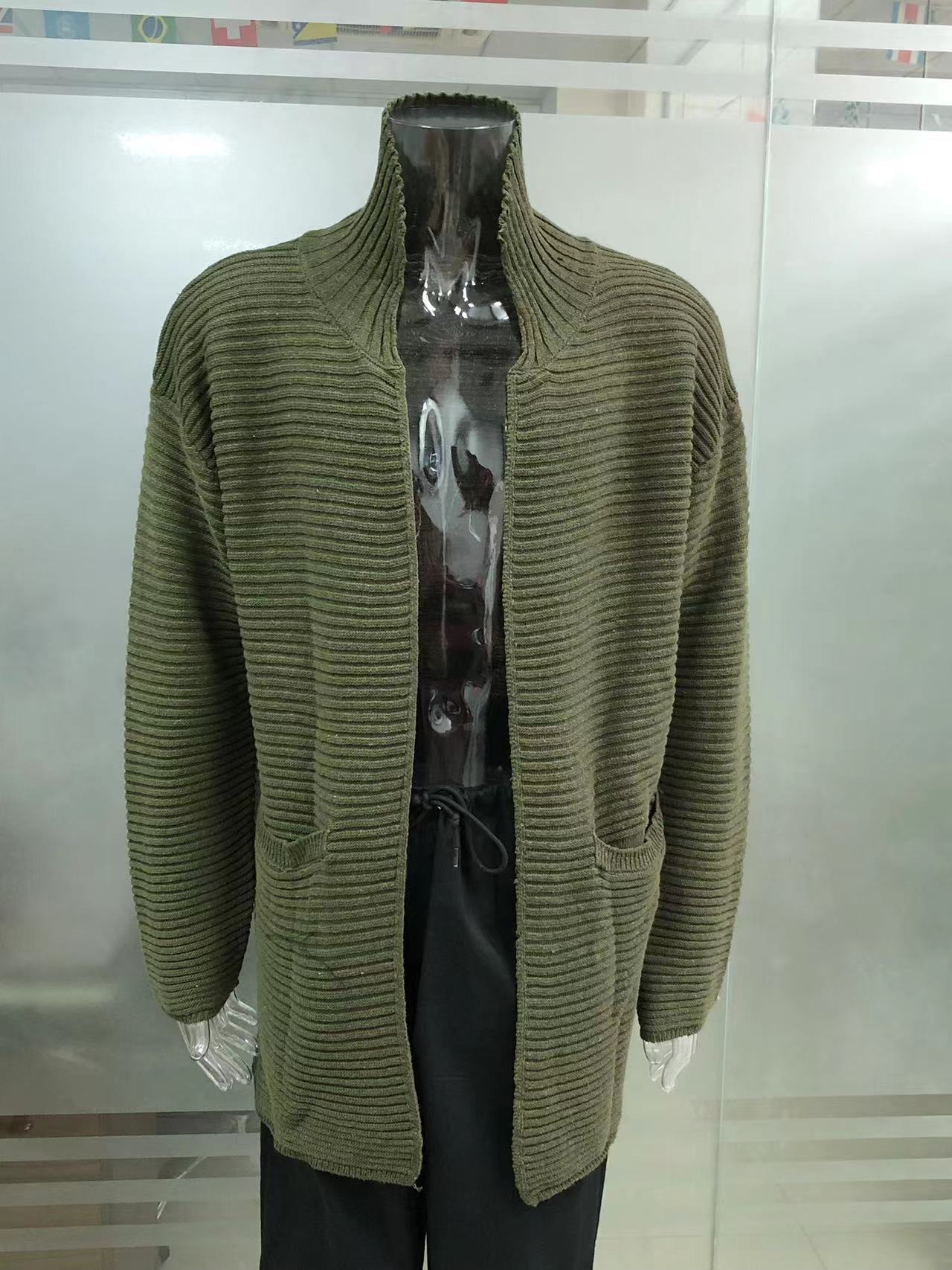 2023 Otoño e Invierno Nuevo cardigan de color sólido cuello alto de manga larga suéter de punto abrigo transfronterizo Amazon suéter europeo y americano