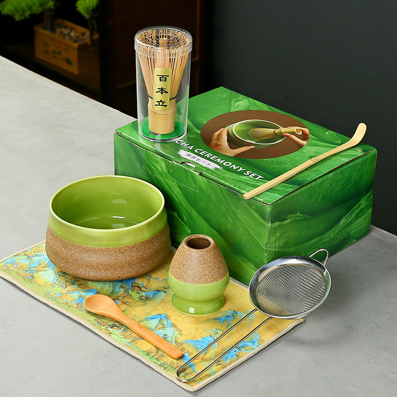 抹茶茶碗日本式抹茶宋代点茶道具陶磁器茶碗カップミキサー抹茶ブラシ茶コップセット|undefined