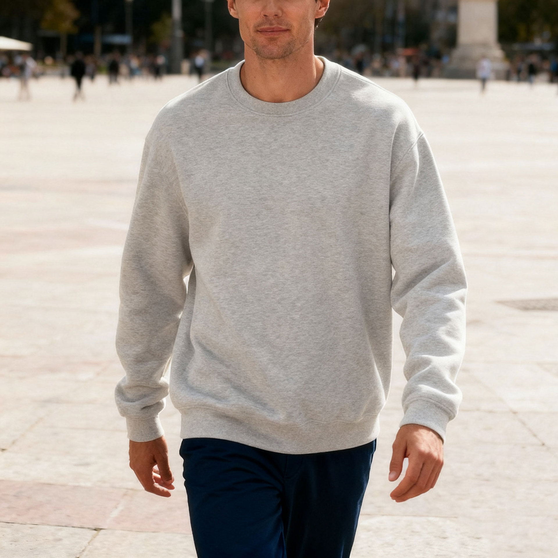 Men's Fleece Sweater Round Neck Casual Pullover For Autumn_voghion.com