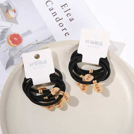 发圈黑色基础卡装贴纸无接缝皮筋 高弹成人DIY扎头发绳头绳摆地摊