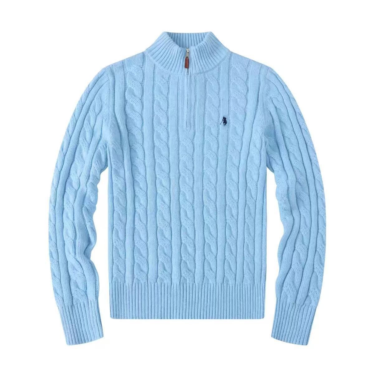 Azure sweater with zipper, with a zipper