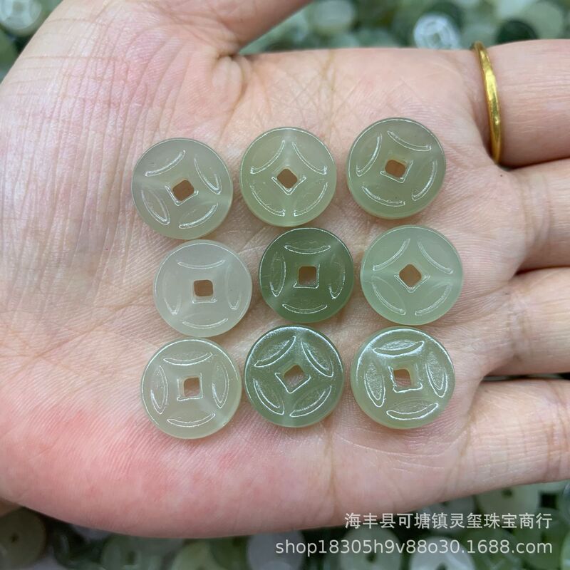 Hotan Jade Qinghai Material Money Handmade DIY Accessories Bracelet Accessories Small Carry Pendant Jade Jewelry Wholesale Factory