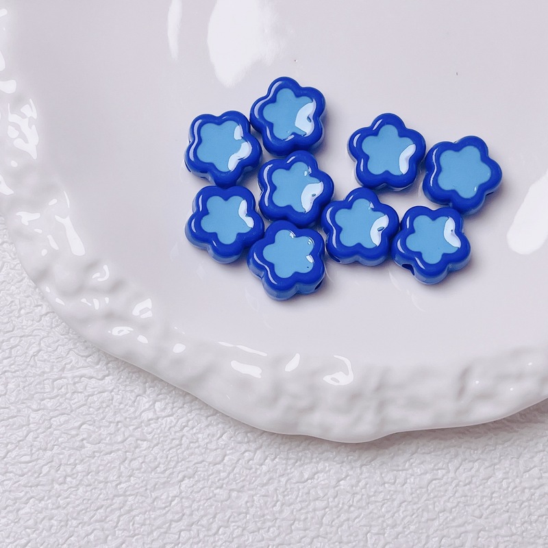 多巴胺亚克力烤漆滴油小花通孔散珠diy串珠材料手机链饰品配件|undefined