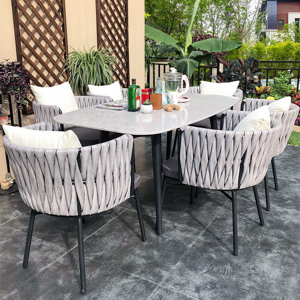 Mesas y sillas al aire libre nórdicas Villa solárium balcón patio jardín muebles de ocio hotel al aire libre terraza mesa y sillas