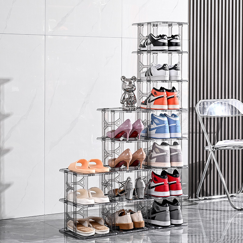 Simple plastic shoe rack at the door, no need to install, small gap, narrow corridor dormitory shoe storage corner shoe cabinet