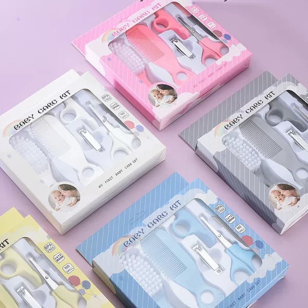 Baby Care Supplies Set, Baby Comb, Brush, Scissors, Care Tool Kit, 6-Piece Baby Care Set