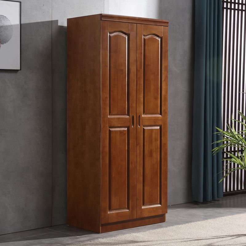 Chinese Solid Wood Rubber Wood Wardrobe Modern Storage Cabinet Bedroom Two, Three or Four Doors Children's Wardrobe Cabinet Small Apartment