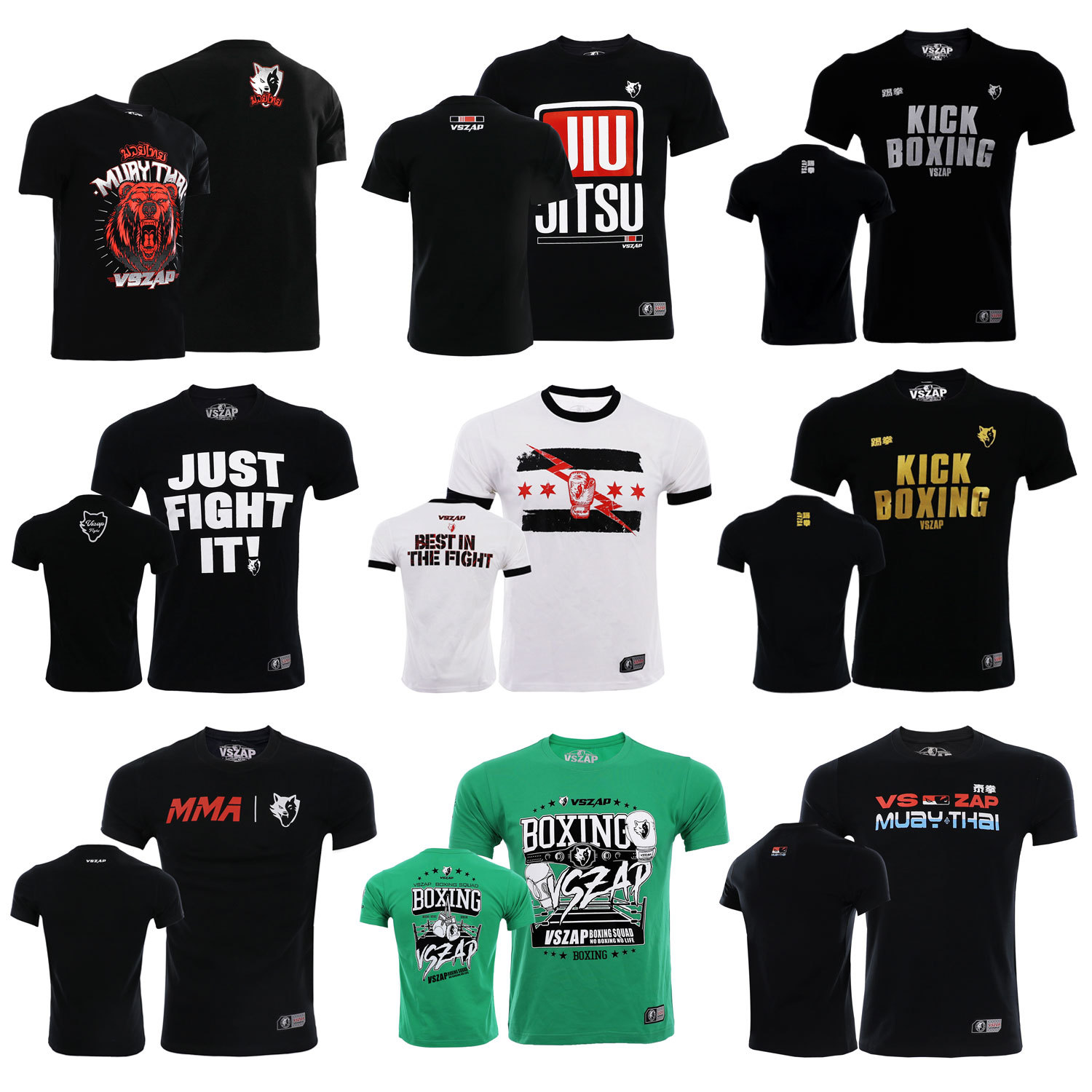 VSZAP jiu-jitsu fighting t-shirt cotton boxing training suit fighting short sleeve new sports cross-border leisure wholesale custom