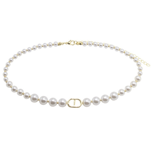 CD Pearl Necklace for Women - Summer, Light Luxury, Unique Design, High-Grade Splicing, Fashionable Style, Elegant Choker, Clavicle Chain
