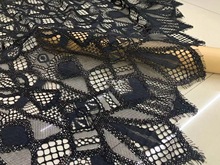 进口黑色蕾丝面料睫毛龙骨蕾丝面料旗袍连衣裙服装辅料设计师